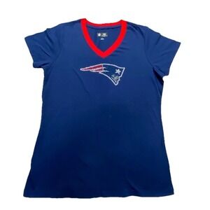 New England Patriots T-Shirt Womens S Blue Football NFL Team Apparel Sparkle NEW